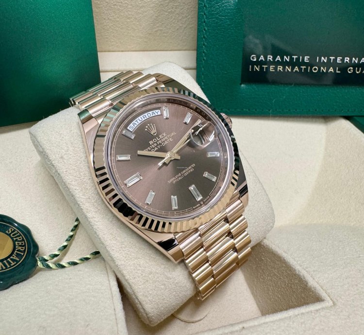 Rolex Day-date 40 Rose Gold Chocolate Baguette Dial 2023