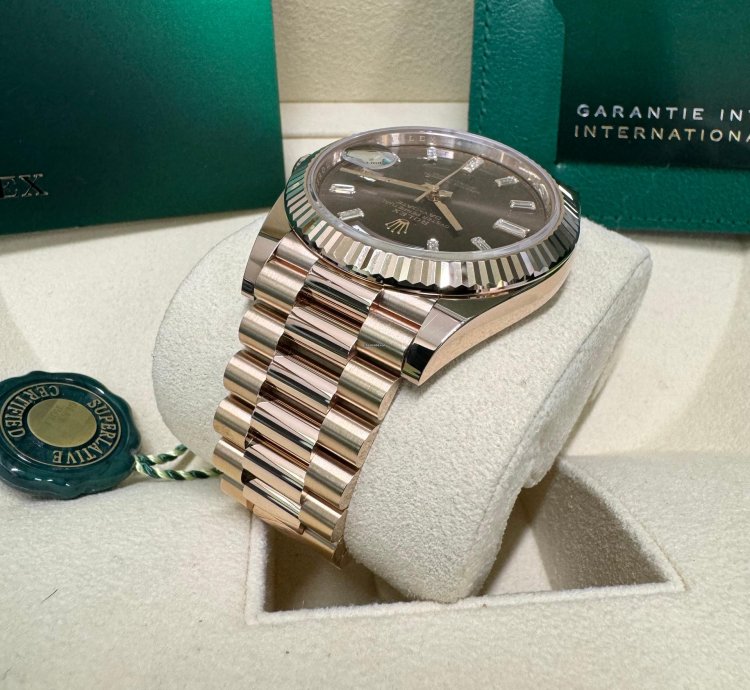Rolex Day-date 40 Rose Gold Chocolate Baguette Dial 2023