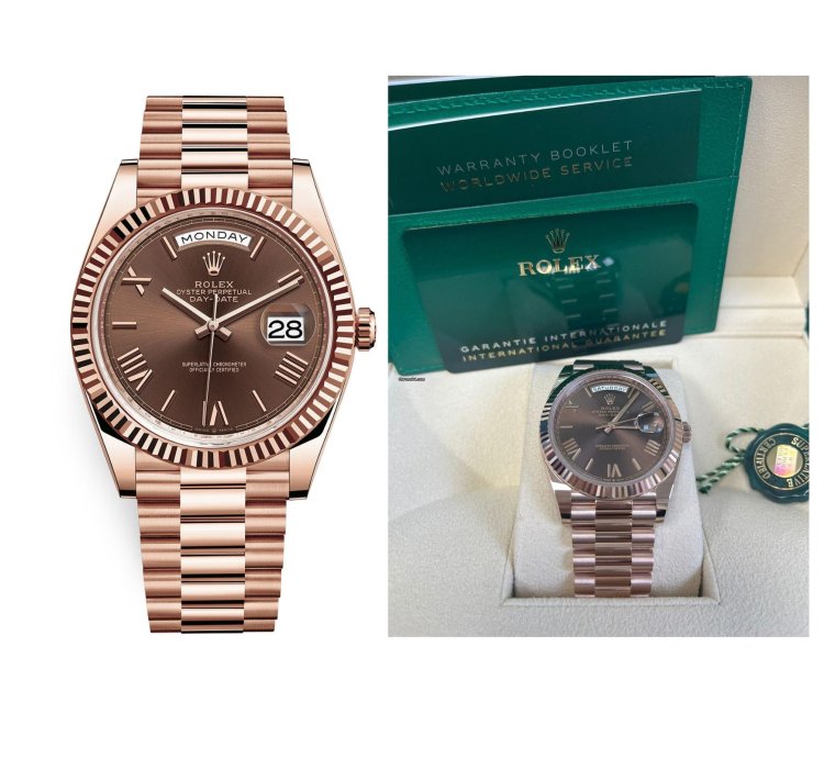 Rolex Day-date 40 Rose Gold Chocolate Roman Dial Fluted Bezel 228235