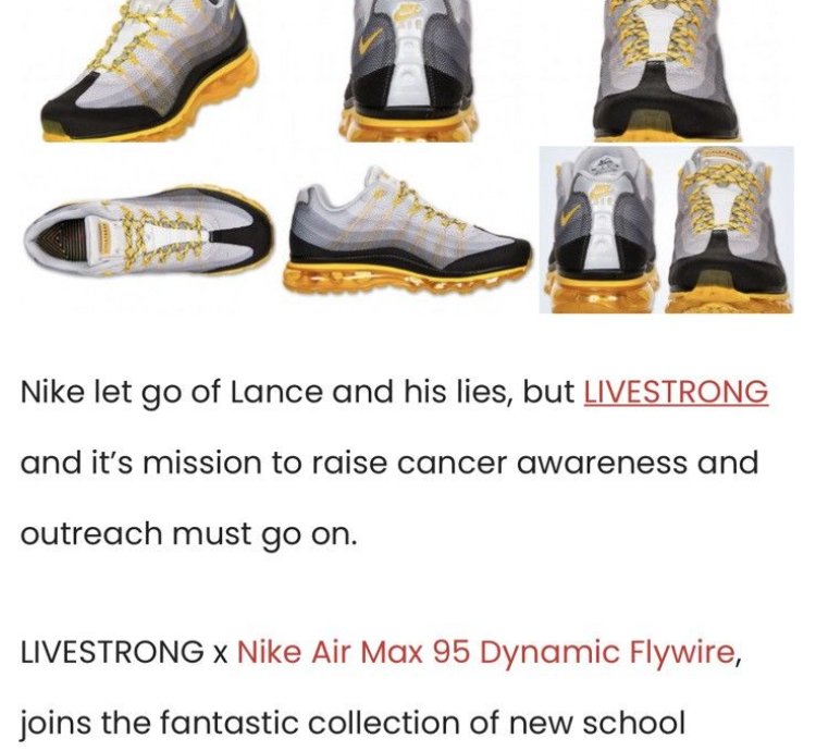 2013 Nike Livestrong Air Max 95 Dyn Fw Varsity Maize