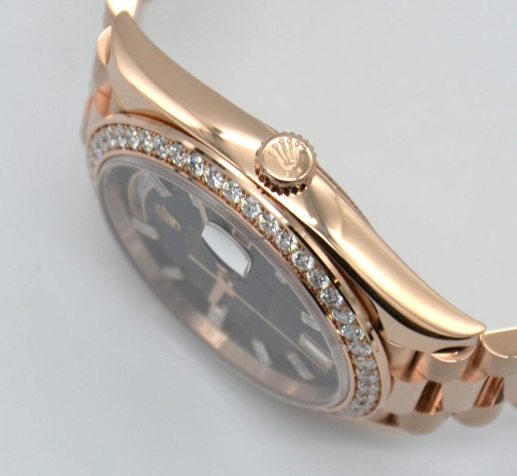 Rolex Day-date 40 Rose Gold Diamond Bezel Eisenkiesel Dial Watch