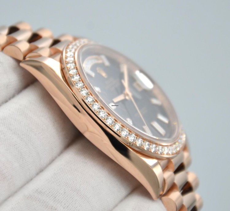 Rolex Day-date 40 Rose Gold Diamond Bezel Eisenkiesel Dial Watch