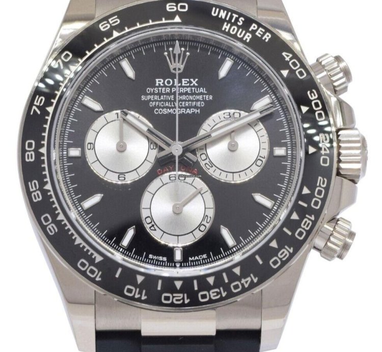 Rolex Daytona Nos Rolex Daytona 18k Whie Gold Black Dial Oysterflex 40mm Watch 24 126519