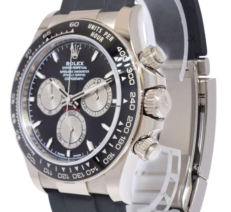 Rolex Daytona Nos Rolex Daytona 18k Whie Gold Black Dial Oysterflex 40mm Watch 24 126519