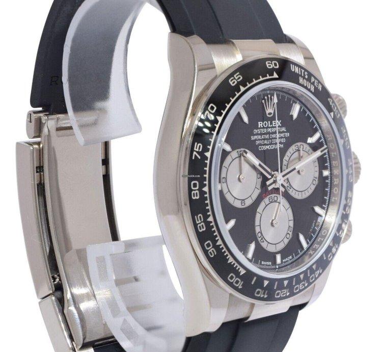 Rolex Daytona Nos Rolex Daytona 18k Whie Gold Black Dial Oysterflex 40mm Watch 24 126519