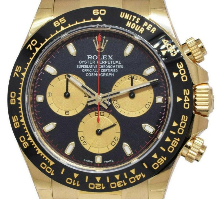 Rolex Daytona Nos Rolex Daytona 18k Yellow Gold Black Dial Oysterflex Watch 24 116518
