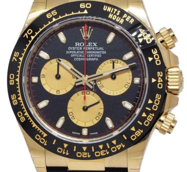 Rolex Daytona Nos Rolex Daytona 18k Yellow Gold Black Dial Oysterflex Watch 24 116518