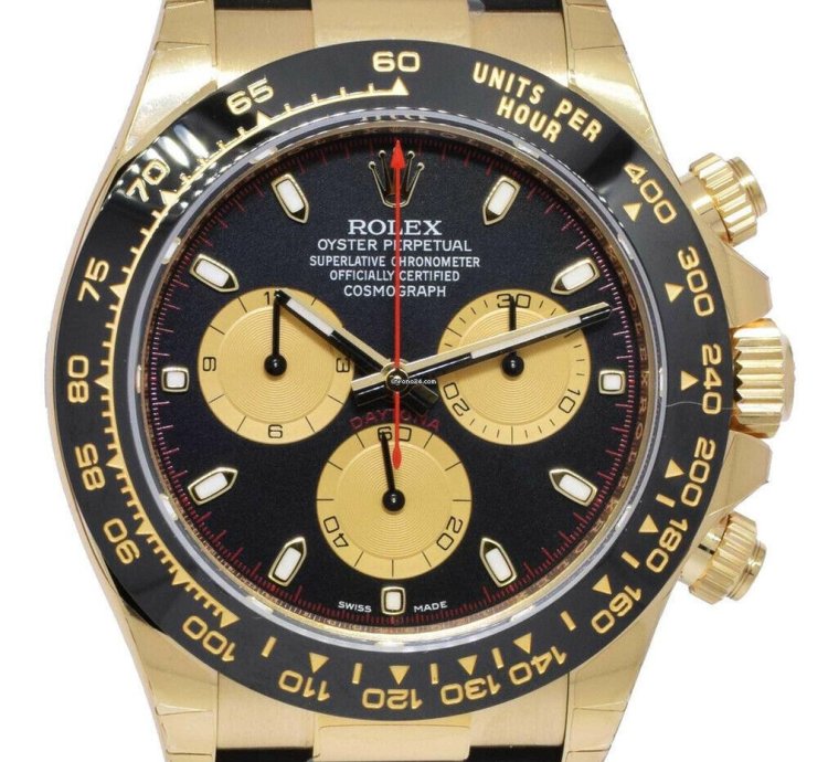Rolex Daytona Nos Rolex Daytona 18k Yellow Gold Black Dial Oysterflex Watch 24 116518