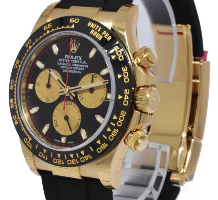 Rolex Daytona Nos Rolex Daytona 18k Yellow Gold Black Dial Oysterflex Watch 24 116518