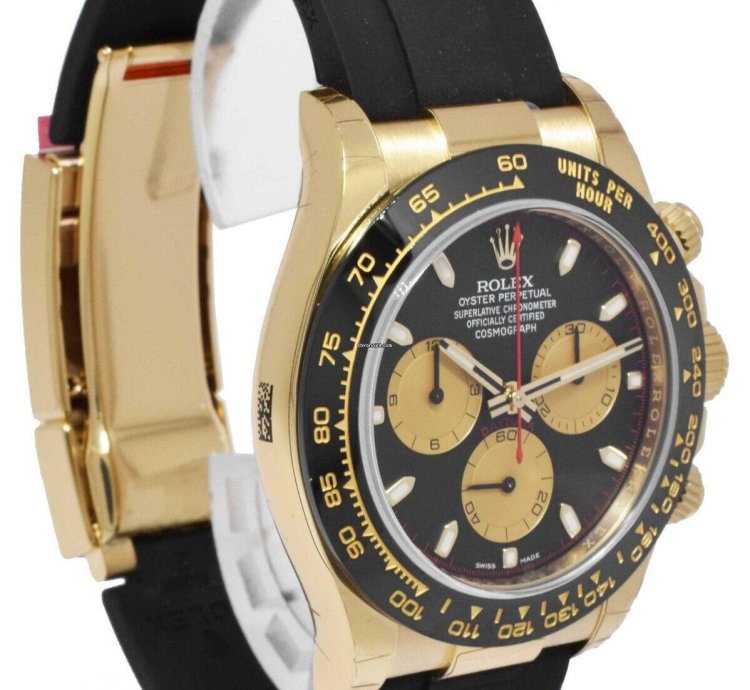 Rolex Daytona Nos Rolex Daytona 18k Yellow Gold Black Dial Oysterflex Watch 24 116518