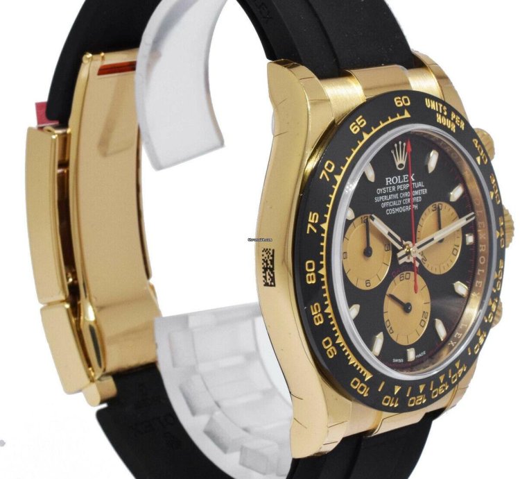 Rolex Daytona Nos Rolex Daytona 18k Yellow Gold Black Dial Oysterflex Watch 24 116518