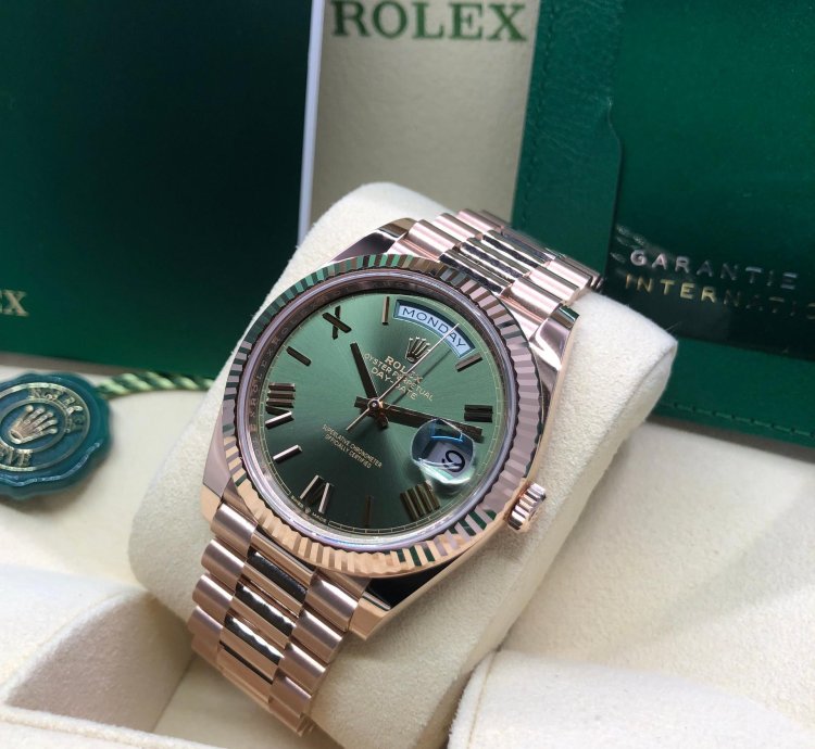 Rolex Day-date 40 Rose Gold Olive Roman Dial 2024
