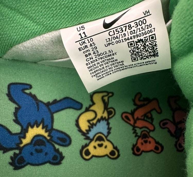 Grateful Dead Nike Sb Dunk Bear Green