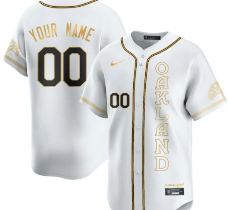 Custom Oakland Athletics Jersey Name Number City Connect Concept Stitched White Gold