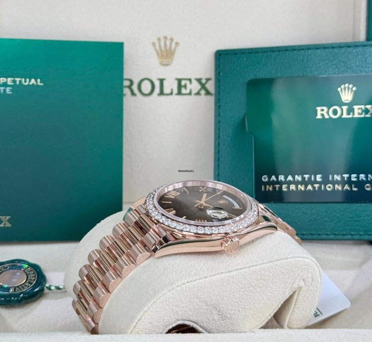 Rolex Day-date 40 Rose Gold Slate Ombre Diamond Bezel 2025