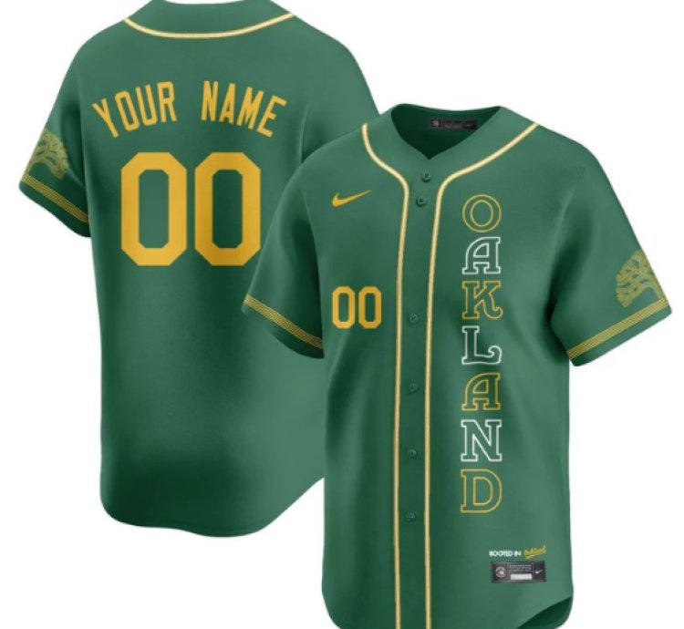 Custom Oakland Athletics Jersey Name Number City Connect Concept Stitched Green