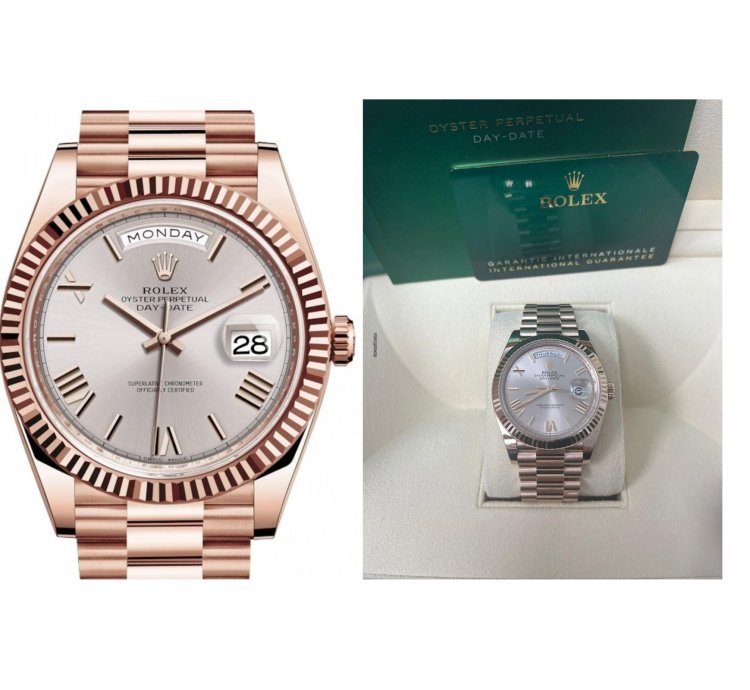 Rolex Day-date 40 Rose Gold Sundust Roman Dial Fluted Bezel 228235