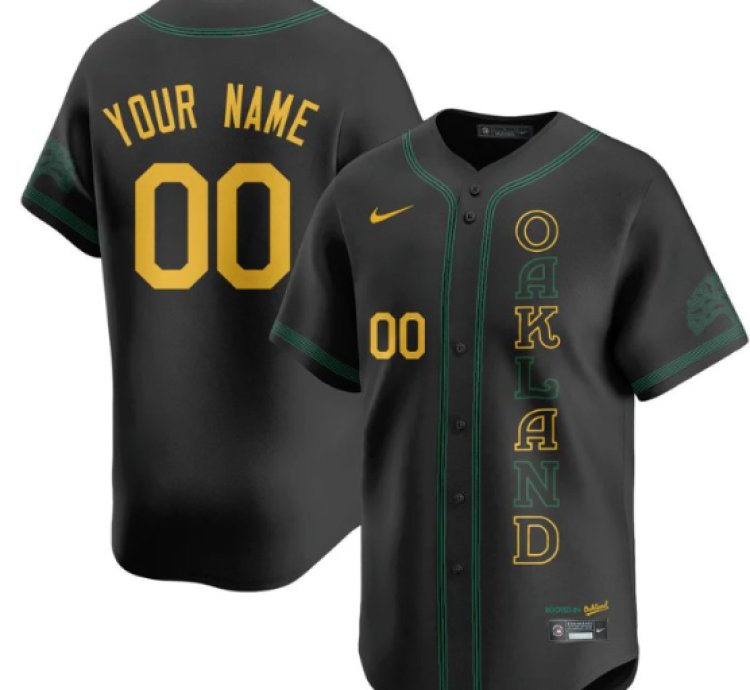 Custom Oakland Athletics Jersey Name Number City Connect Concept Stitched Black