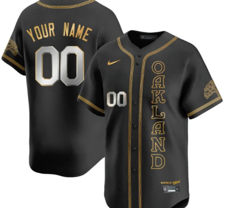 Custom Oakland Athletics Jersey Name Number City Connect Concept Stitched Black Gold