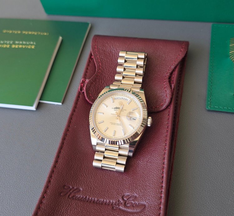 Rolex Day-date 40 Set Completo Con Astuccio In Pelle Hausmann Trident
