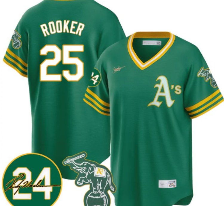 Brent Rooker Jersey 25 Oakland Athletics 2025 Rickey Henderson Memorial Stitched Throwback