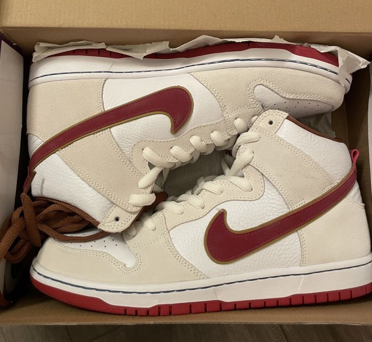 New 12 Nike Sb Dunk High Pro Blunt Sail Team Crimson Sneaker