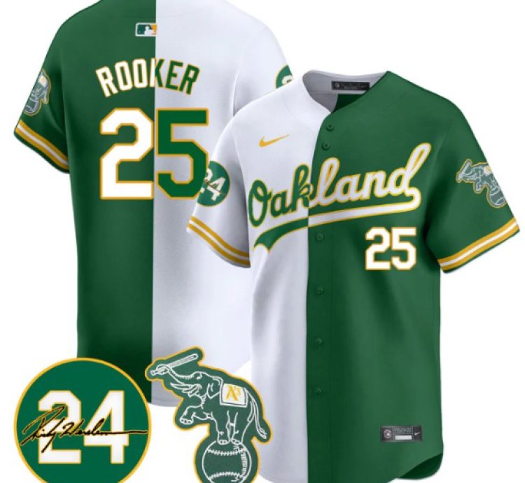 Brent Rooker Jersey 25 Oakland Athletics 2025 Rickey Henderson Memorial Stitched Split