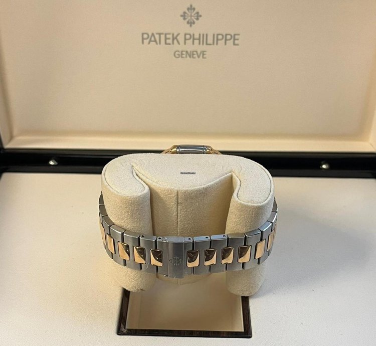 Patek Philippe Nautilus Rose Gold Stainless Steel Blue Dial Mens Watch 5980 1ar