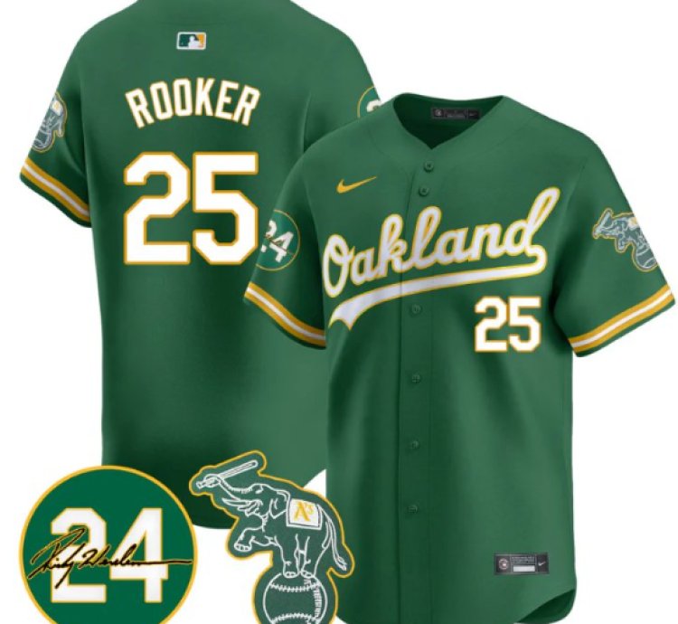 Brent Rooker Jersey 25 Oakland Athletics 2025 Rickey Henderson Memorial Stitched Green