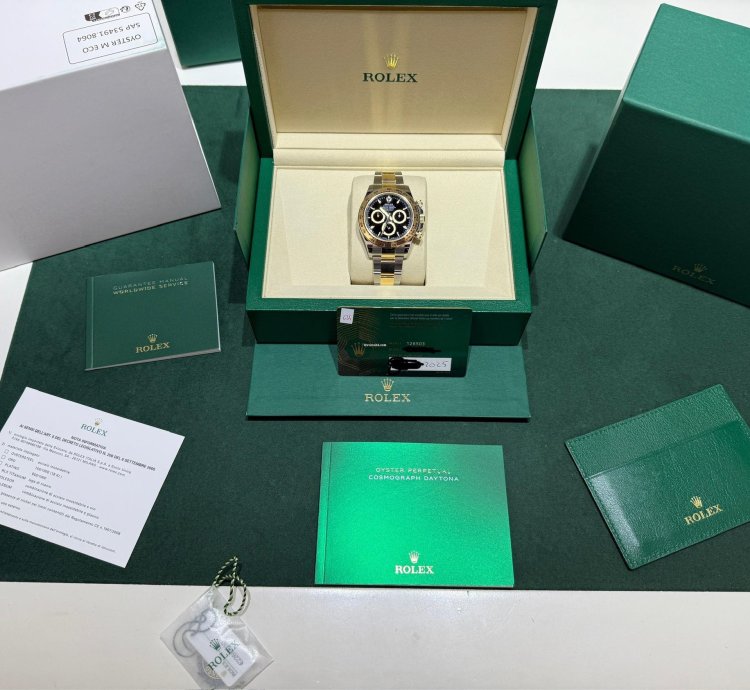 Rolex Daytona Nuovo 2025 Quadrante Nero Acciaio Oro Quadrante Champagne Full Set Con Documenti