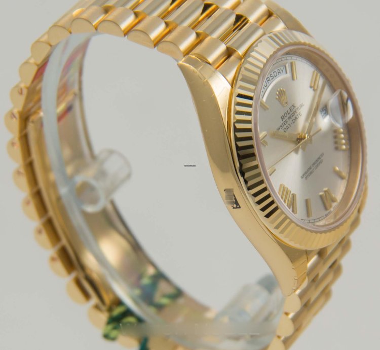 Rolex Day-date 40 Silver Roman Dial 18k Yellow Gold President