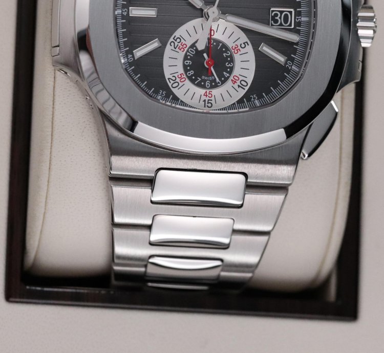 Patek Philippe Nautilus Serviced Complete Set Grey Dial Gradient 40 5mm Steel Bracelet Chronograph 5980
