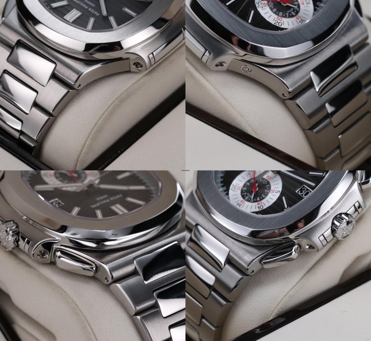 Patek Philippe Nautilus Serviced Complete Set Grey Dial Gradient 40 5mm Steel Bracelet Chronograph 5980