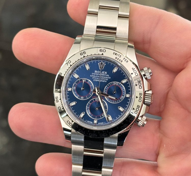 Rolex Daytona Oro Bianco Nuovo 2023 Quadrante Blu Full Set Con Documenti Scatola Rolex
