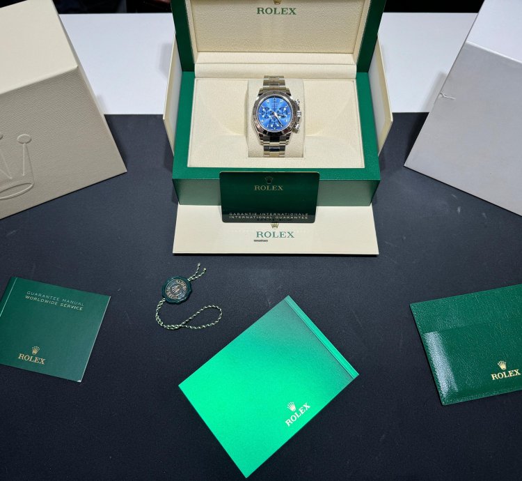Rolex Daytona Oro Bianco Nuovo 2023 Quadrante Blu Full Set Con Documenti Scatola Rolex