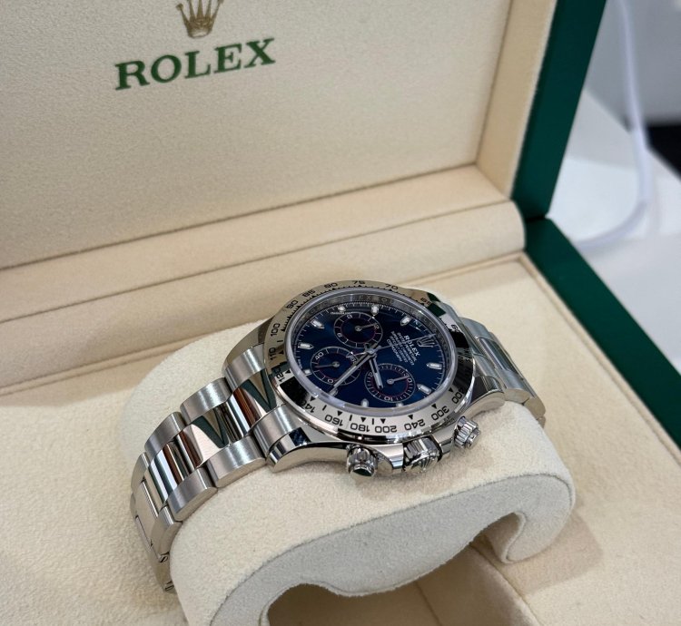 Rolex Daytona Oro Bianco Nuovo 2023 Quadrante Blu Full Set Con Documenti Scatola Rolex