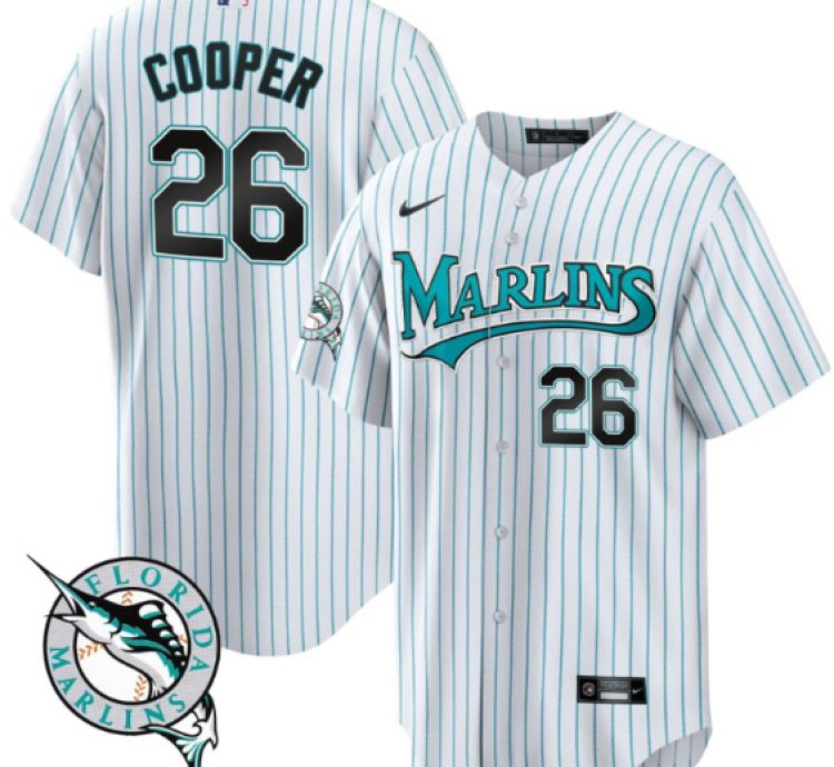Garrett Cooper Jersey 26 Miami Marlins Throwback Cool Base All Stitched