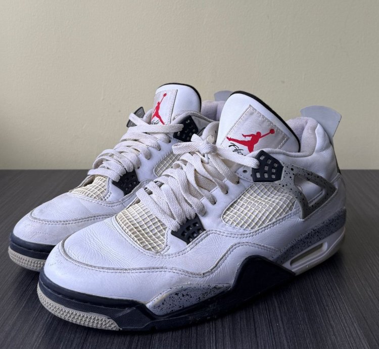 2015 Men Nike Air Jordan Iv 4 White Cement Fire Red Grey
