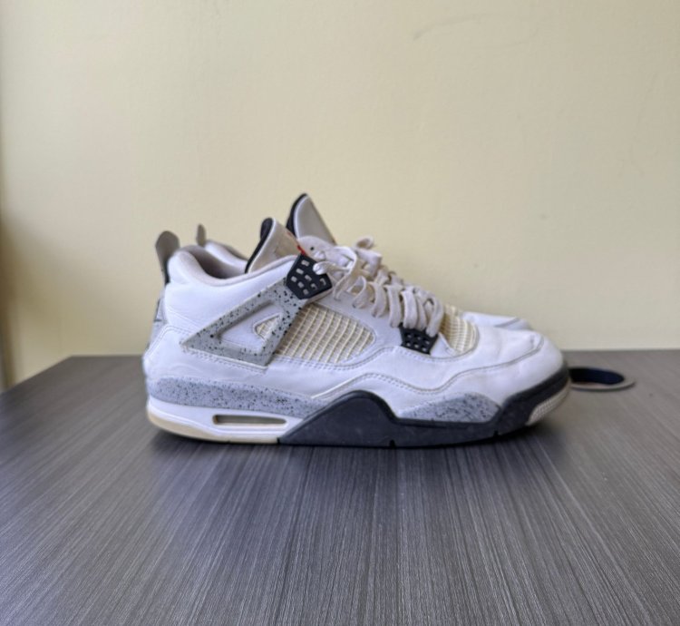 2015 Men Nike Air Jordan Iv 4 White Cement Fire Red Grey