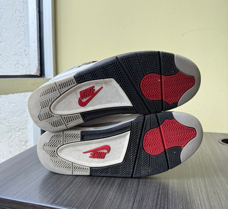 2015 Men Nike Air Jordan Iv 4 White Cement Fire Red Grey