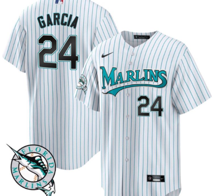 Avisail Garcia Jersey 24 Miami Marlins Throwback Cool Base All Stitched