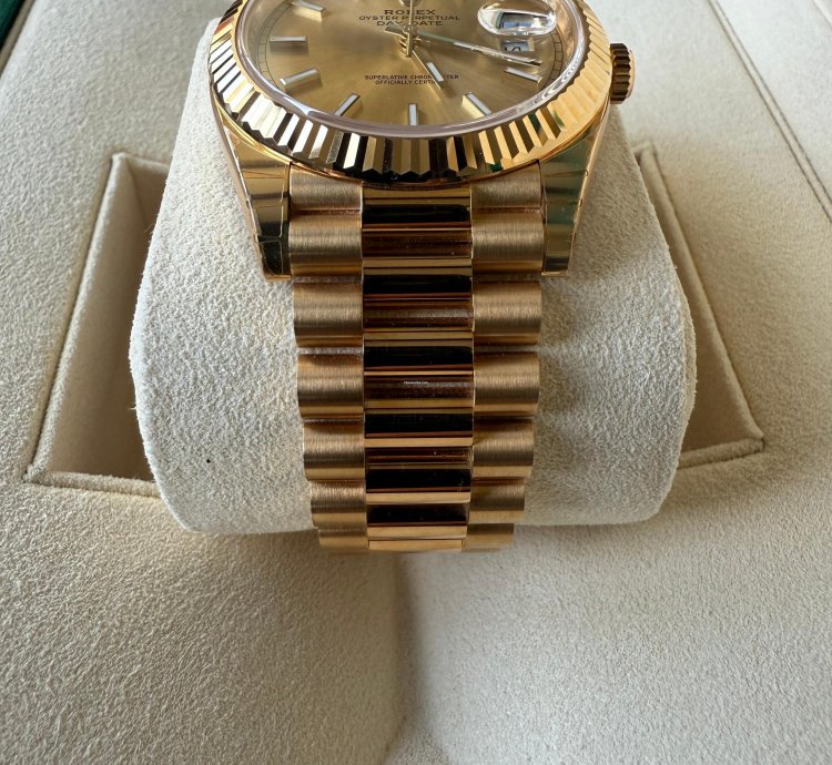 Rolex Day-date 40 Stick Dial Complete Set Card Booklet Tags Bezel And Boxes