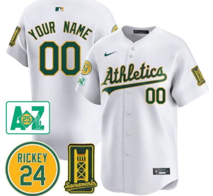 Custom Oakland Athletics Jersey 2025 Sacramento Rickey Henderson Stitched White