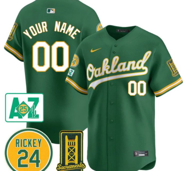 Custom Oakland Athletics Jersey 2025 Sacramento Rickey Henderson Stitched Green