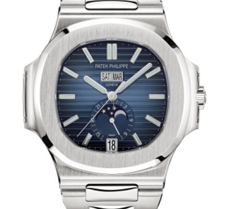 Patek Philippe Nautilus Stainless Steel Blue Dial 40 5mm Moon Phase