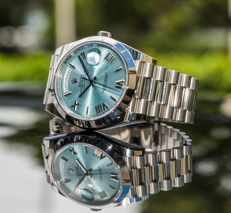 Rolex Day-date 40 Unworn 2022 Day-date 40mm Platinum Blue Ice Dial 228206