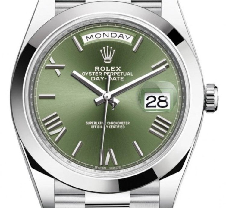 Rolex Day-date 40 Unworn 2022 Day-date 40mm Platinum Olive Dial 228206