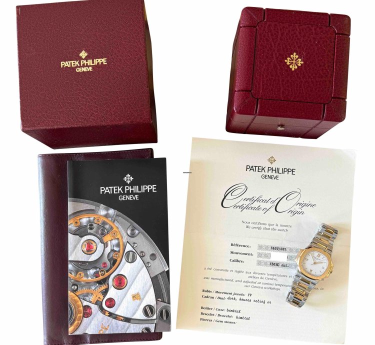 Patek Philippe Nautilus Steel 18k Gold 37mm White Dial Box Papers
