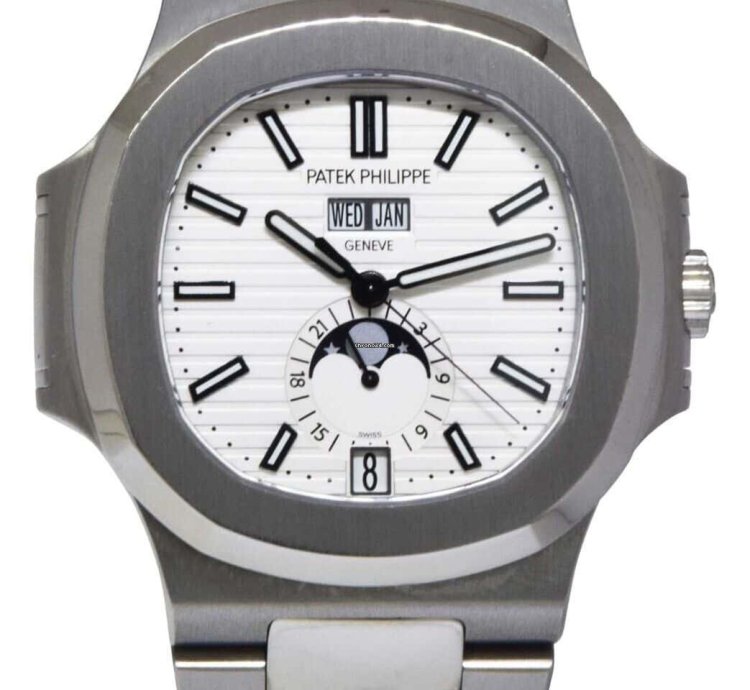Patek Philippe Nautilus Steel Annual Calendar White Dial Watch 17 5726 1a