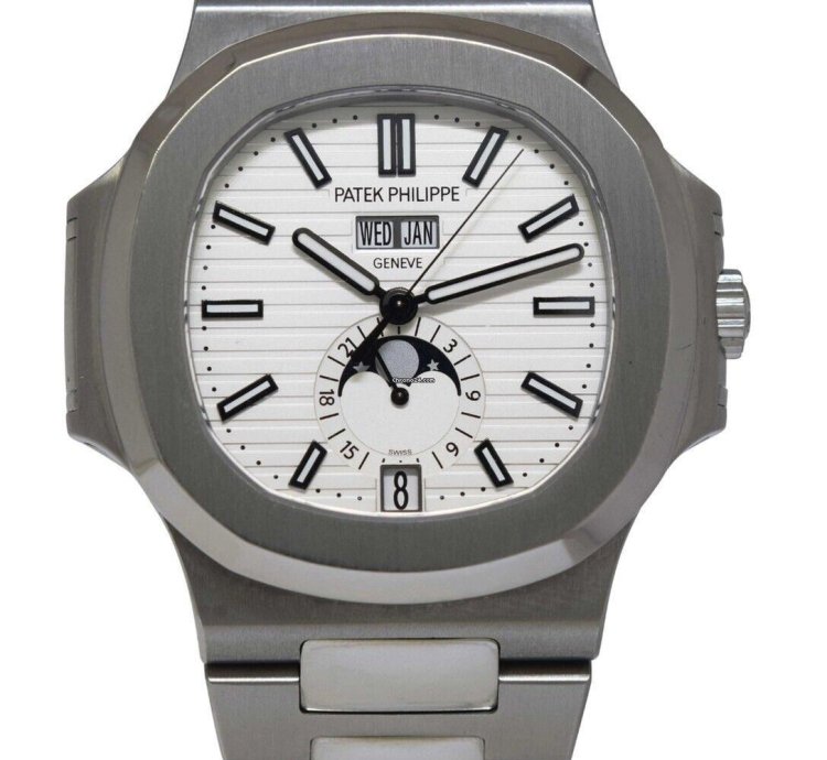 Patek Philippe Nautilus Steel Annual Calendar White Dial Watch 17 5726 1a